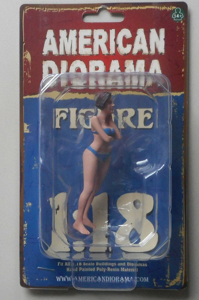 Figura de 4" de dama mujer diorama americano niña bikini azul diciembre escala 1:18 Foto 1 de 1