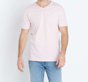 Herren Basic Shirt T-Shirt mit V-Ausschnitt "rosa" Gr. 52 D35