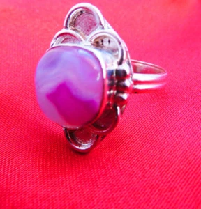 Lady's Stripped Onyx 925 Silver Ring, Size 8 - Bild 1 von 5