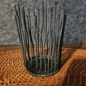 Metal Iron Willow Led 3 1/2" Pillar Candle Holder Cage Twig Branches 6" Tall - Picture 1 of 6