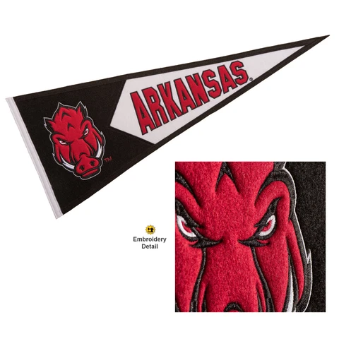 Arkansas Razorbacks Embroidered and Wool College Pennant Cover