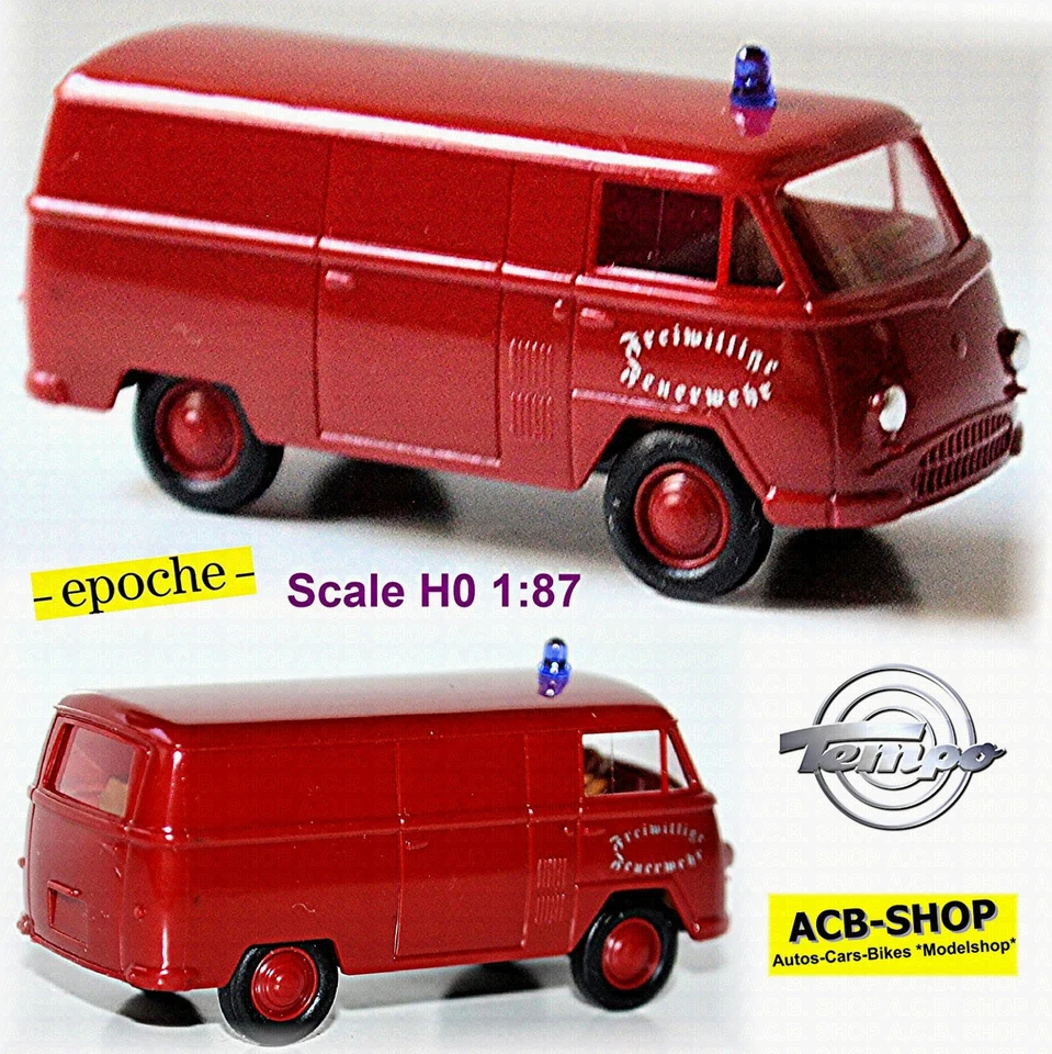 Tempo Matador Furgone Volontari Pompieri 1955-63 Rosso 1:87 Epoche 10119 - Immagine 1 di 4