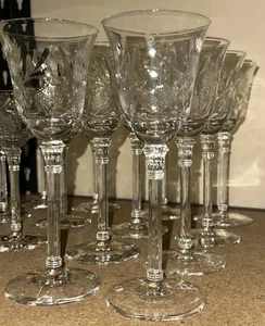 Rock Sharpe Thistle Etched Crystal Glasses Set 7” 8 RKA5-1 - Picture 1 of 4