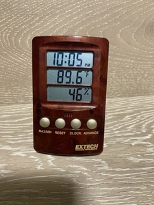 Extech Indicator Relative Humidity/Temperature with Clock Brown Marble - Picture 1 of 4