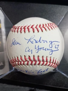 JIM LONBORG SIGNIERT Baseball MICKEY MANTLE LAST HOMERUN 20.09.68 Cy Young 67 JSA - Bild 1 von 7