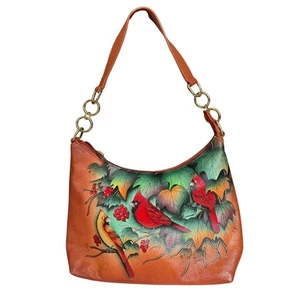 Anuschka Country Cardinal Cuero Genuino Hobo Bolso de Hombro Varios Bolsillos - Imagen 1 de 10