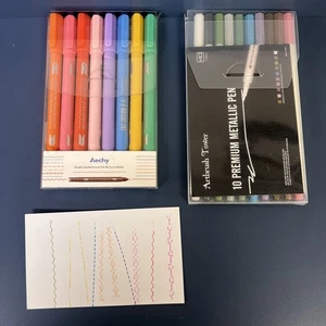 Bolígrafos porosos de doble cabeza y marcadores de curva y bolígrafos metálicos con punta de cepillo caligrafía - Imagen 1 de 15