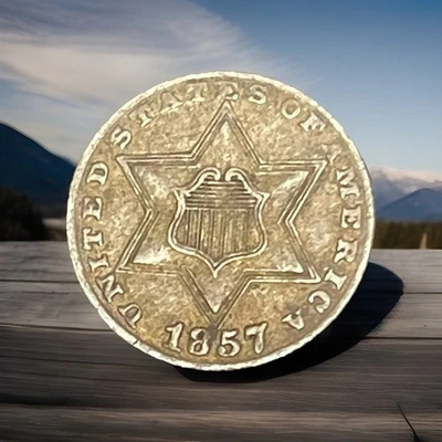 1857 Three Cent Silver AU - Image 1 of 2