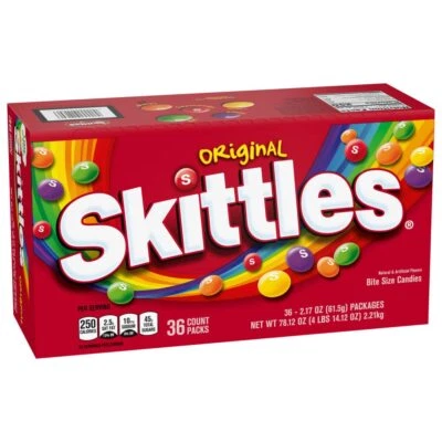 Skittles оригинальные жевательные конфеты оптом упаковка, полный размер, 2,17 унции (упаковка из 36) - Изображение 1 из 4