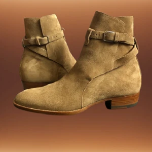 Handgefertigte Herren beige Wildleder Jodhpurs Stiefeletten, Herren Freizeitkleidung - Bild 1 von 6