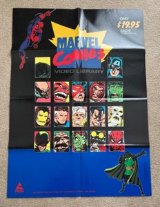 1985 Marvel Comics Video Library Poster / Spider-Man,Avengers,Hulk,Thor,Iron Man - Picture 1 of 1