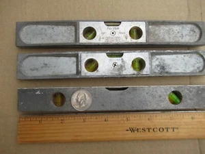 Vintage lot of 3 aluminum 9" levels Stanley No. 264, No. 364 Empire No. 26 USA - Picture 1 of 12