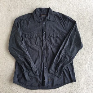 MENS L INDUSTRIE dark grey long sleeve fine stripe SHIRT - Picture 1 of 3