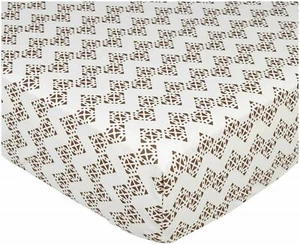 Lolli Living ZIG ZAG ZOO Baby Fitted Crib or Toddler Bed Sheet Geometric Brown - Picture 1 of 3
