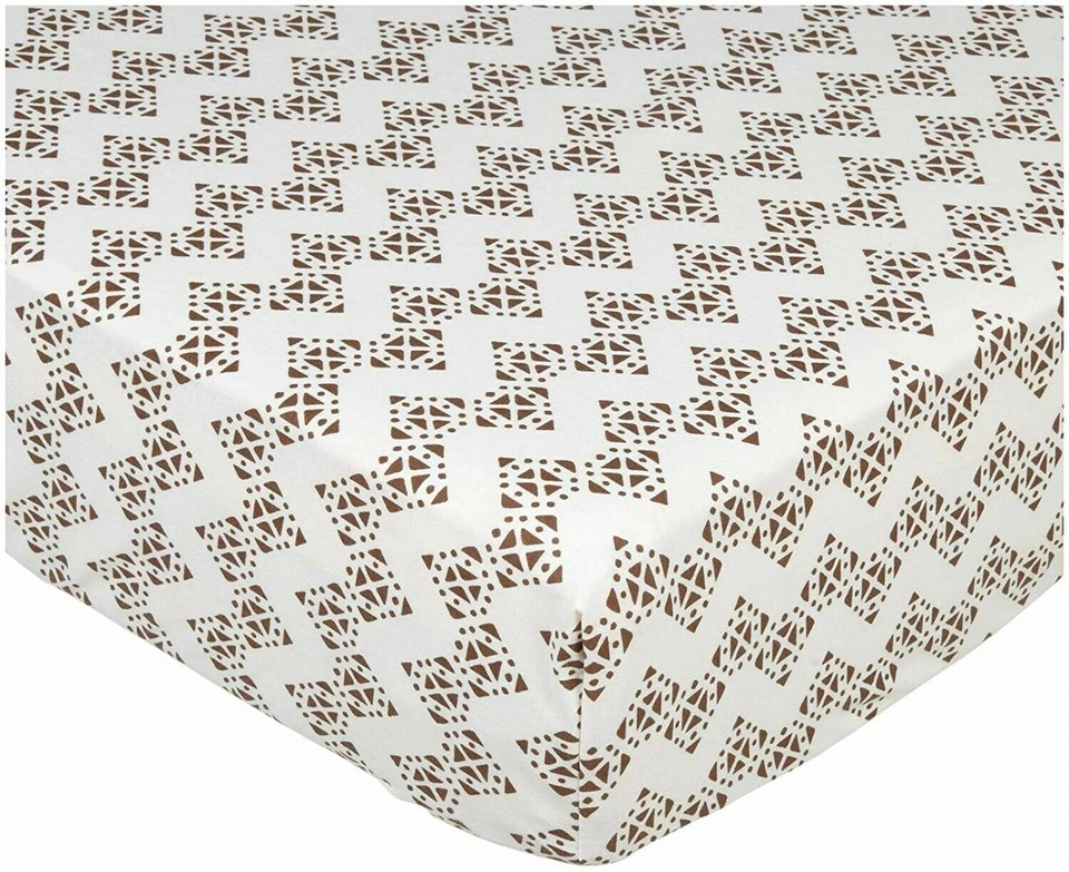 Sábana bajera geométrica marrón Lolli Living ZIG ZAG ZOO para cuna o niño pequeño Foto 1 de 3