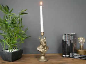 Extravagante Oro Animal Rinoceronte Cónico Cena Candelabro Portavelas Estatua Adorno - Imagen 1 de 10
