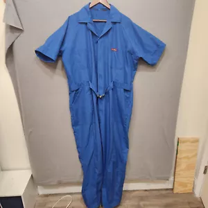 Vintage Para Anzug Reißverschluss Herren Kurz Gürtel Blau Overall Jumpsuit Größe 44x30 - Bild 1 von 8