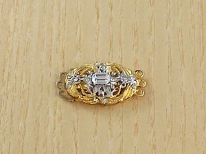 Chiusura per collana in argento 925 con zirconi peso 6,8 gr larghezza 2,2cm - Foto 1 di 3