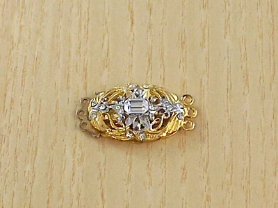 Chiusura per collana in argento 925 con zirconi peso 6,8 gr larghezza 2,2cm - Immagine 1 di 3