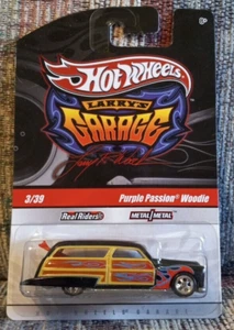 Hot Wheels Larry's Garage Purple Passion Woodie Black #3 Real Riders - Picture 1 of 3