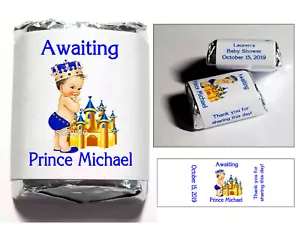 60 ROYAL PRINCE BABY SHOWER FAVORS CANDY WRAPPERS LABELS caucasian - Picture 1 of 2