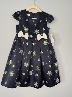 Bonnie Jean Winter dress Navy blue Sparkle size 5 Snowflake NWT - Image 1 of 4