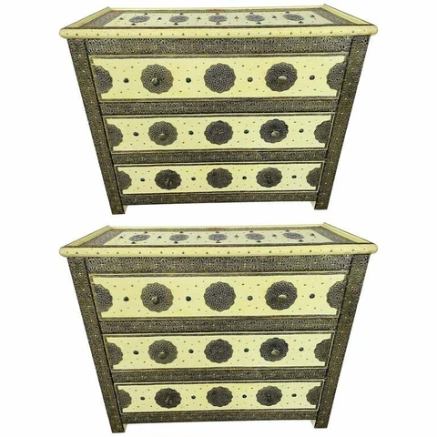 Hollywood Regency Style Off-White Commode, Nightstand or Chest, a Pair Cover