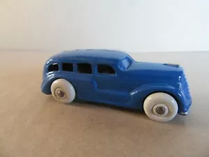 981A Selten Vintage 1930 Barclay USA Bus Pewter Spielzeug Umlackiert Blau L - Bild 1 von 8