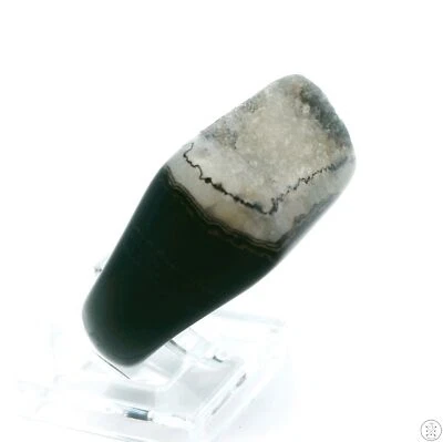 Anillo de cuarzo Drusy ágata talla 8 blanco y negro Foto 1 de 4