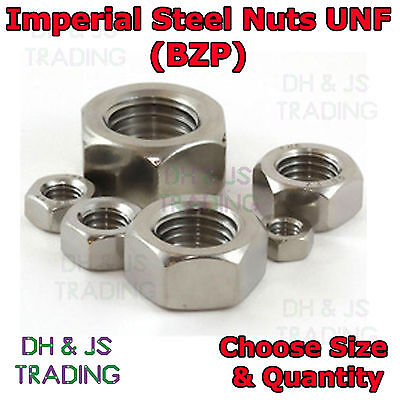 Imperial Hexagonal Steel Nuts Standard Full Nut BZP Zinc Plated 3/16  5/8  UNF • 1.99£