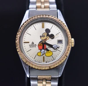Vtg LORUS Seiko Mickey Mouse Watch Women Date V827-0050 Disney NEW BATTERY - Picture 1 of 8