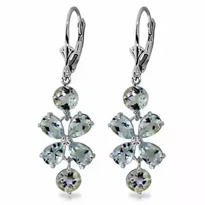 5.32 Carat 14K Solid White Gold Chandelier Gemstone Earrings Aquamarine - Picture 1 of 3