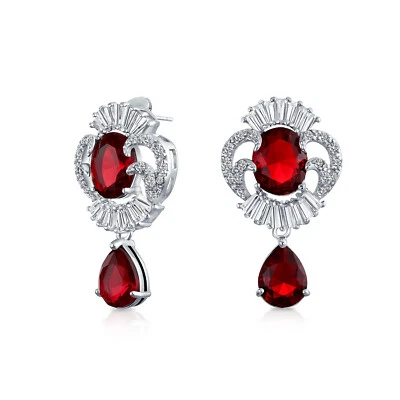 Brincos pendentes de zircônia cúbica Art Deco folheados a prata multicolor - Imagem 1 de 4