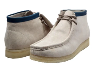 NEW British Walker Mens Casual Shoes Wallabee Style Walker 200 Suede Bone Navy - Picture 1 of 2