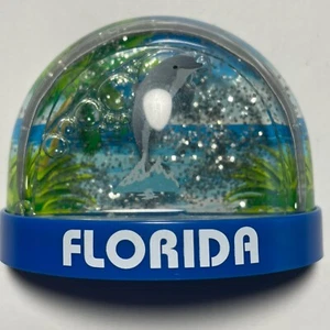 Florida Delfin Schneekugel Magnet - Silber Glitzer Wasserkugel - Bild 1 von 4