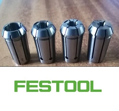 Festool Router Collet Set 1/2", 1/4", 3/8" & 8mm for OF1400, OF2000, OF2200 - Image 1 of 4