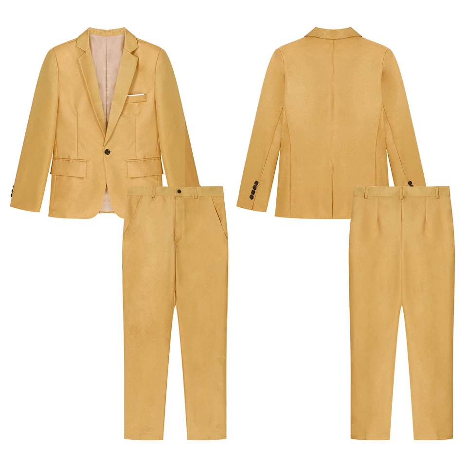 Para Hombres 2 Piezas Traje de Boda de Negocios Muesca Solapa Abotonada Chaqueta Chaleco Pantalón Conjunto Foto 1 de 1