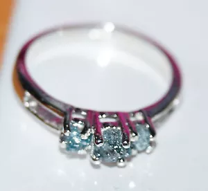 1.50cts natural Blue rough diamond ring, raw diamond 925 silver engagement ring - Picture 1 of 5
