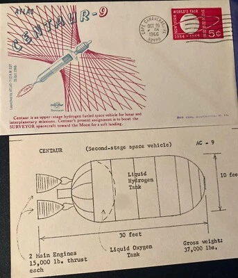 SWANSON SPACE COVER CENTAUR-9 "BOOST SURVEYOR SPACECRAFT TOWARD MOON OCT 20 1966 - Image 1 of 4