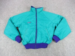 VINTAGE Columbia Giacca Donna Medium Blu Viola Thinsulate Cappotto Reversibile - Foto 1 di 14