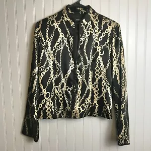 MSK Black Chain Print Button Front V-Neck Blazer Size 14 G23 - Picture 1 of 6