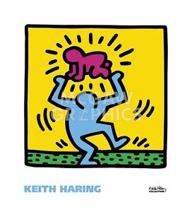 POP ART PRINT - KH09 by Keith Haring 22x20 Dancing with Baby Over Head Poster