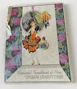 Cinta grande antigua para tarjeta de Navidad recortada aleta y ramo - Imagen 1 de 4