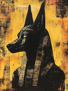Canvas Art Black Gold Artwork Of A Stylised Dog Egypt Wall Picture Poster Print - Picture 1 of 22