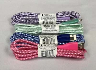 Nuevo cable USB-C de 6 pies - Tela trenzada - Carga rápida - 4 colores - Equipo inalámbrico Foto 1 de 2