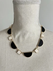 Ann Taylor Factory Geometric Necklace: Black & White Enamel Shapes, Adjustable - Picture 1 of 5