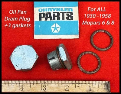 Новый из старых запасов 1930-1956 Plymouth сливная пробка масла + прокладки 1940-1950 Chrysler Dodge Truck - Изображение 1 из 4