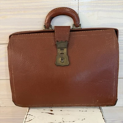 Maletín Bolso Médico Vintage Cuero Años 40’s-1960’s Marrón Envejecido Foto 1 de 4