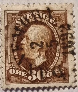 SWEDEN 1891-1903, 30 Ore King Oscar 11- USED/HINGED Stamp in VFC - Bild 1 von 1