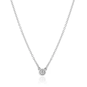 Tiffany & Co. Sterling Silver Diamond Solitaire Necklace - Picture 1 of 4